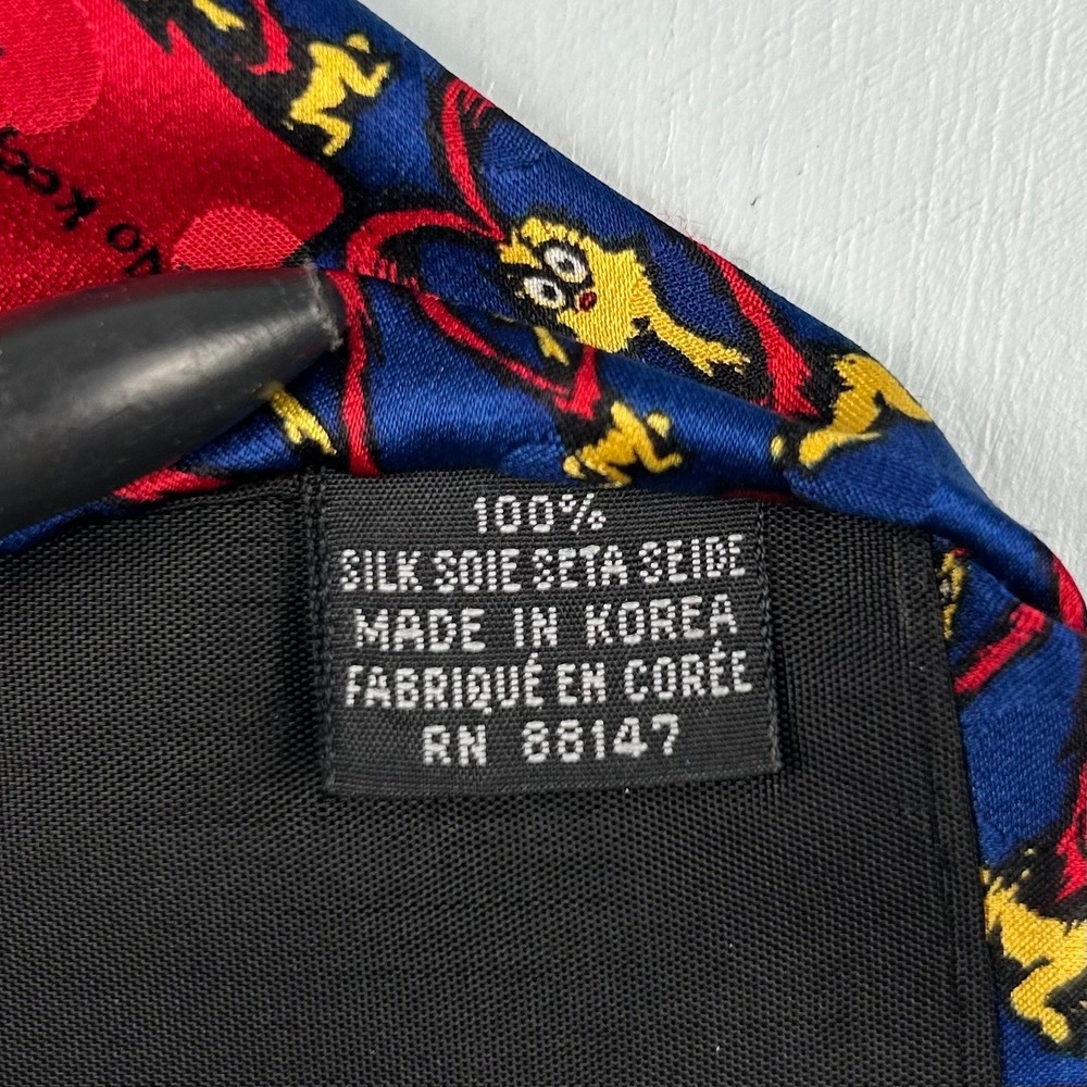 Vintage 1996 Dr Seuss If I Ran The Zoo Silk Tie Blue Red Heart Esprit Men Access - Picture 4 of 6